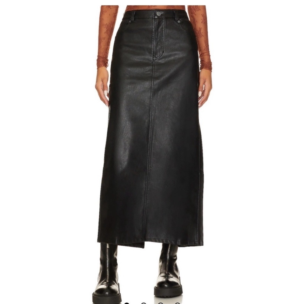 Free People Black Maxi Skirt faux leather